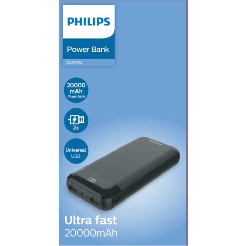 フィリップス　PHILIPS フィリップス　PHILIPS モバイルバッテリー 20000mA残量表示付 ［2ポート /充電タイプ］ DLP2720 DLP2720