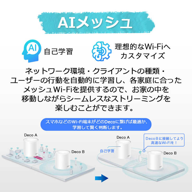 TPLINK 無線LANルーター(Wi-Fiルーター) Wi-Fi 6(ax)/ac/n/a/g/b 目安：～3LDK/2階建 DecoX501P  の通販 | カテゴリ：パソコン・周辺機器・プリンター | TPLINK 家電通販のコジマネット - 全品代引き手数料無料