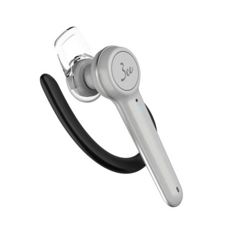 3EE 3EE デュアルマイク搭載Bluetoothモノラルヘッドセット ライトグレー  (片耳 /イヤフックタイプ) CALL03 CALL03