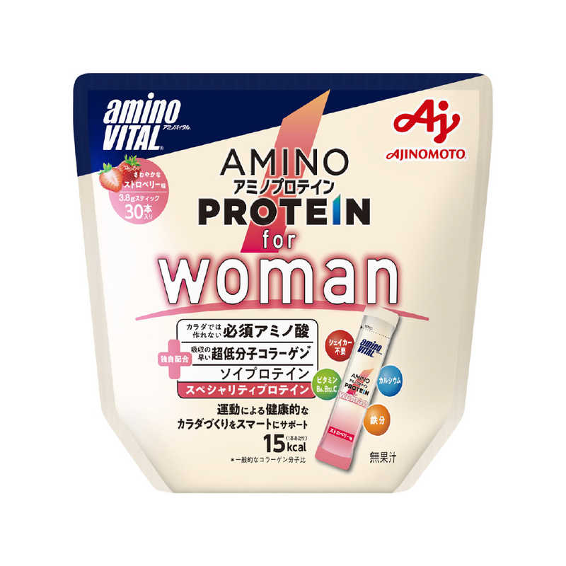 味の素 味の素 アミノバイタルアミノプロテイン forwoman【ストロベリー風味/スティック30本入】 ｱﾐﾉﾊﾞｲﾀﾙｱﾐﾉﾌﾟﾛﾃｲﾝ ｱﾐﾉﾊﾞｲﾀﾙｱﾐﾉﾌﾟﾛﾃｲﾝ