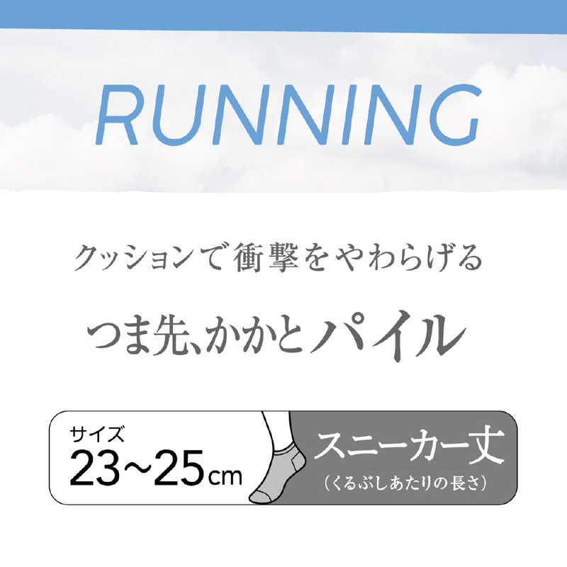 アツギ アツギ クリアビューティ アクティブ(RUNNING)すべり止め付き スニーカー丈 スポーツソックス 23-25cm グレー  