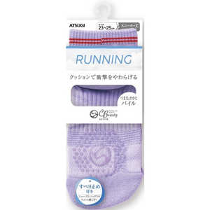 アツギ クリアビューティ アクティブ(RUNNING)すべり止め付き スニーカー丈 スポーツソックス 23-25cm ライラック PD46082