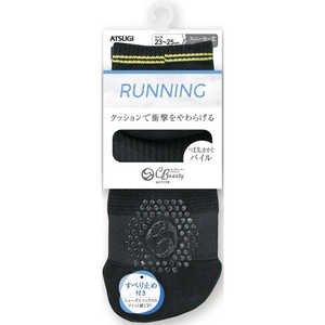 アツギ クリアビューティ アクティブ(RUNNING)すべり止め付き スニーカー丈 スポーツソックス 23-25cm ブラック PD46082