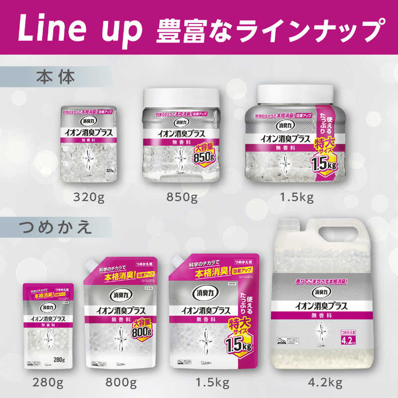 エステー エステー 消臭力 クリアビーズ イオン消臭プラス 消臭剤 部屋 玄関 リビング 大容量 つめかえ 無香料 800g  