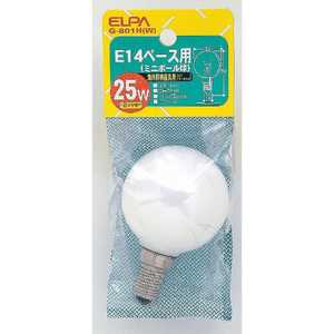 ＜コジマ＞ ELPA 電球 ミニボール球 ホワイト[E14/白色/1個/ボール電球形] W G801HW