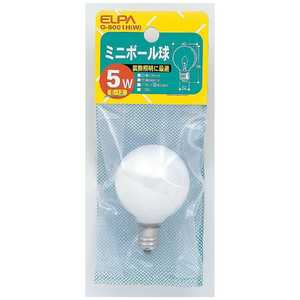 ＜コジマ＞ ELPA 電球 ミニボール球 ホワイト[E12/白色/1個/ボール電球形] W G8001HW画像