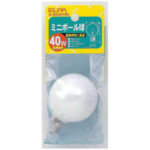 ＜コジマ＞ ELPA ミニボール球 G50[口金E12/40W] ホワイト G803HW