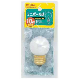 ELPA 電球 ミニボール球 ホワイト[E26/白色/1個/ボール電球形] W G8006HW