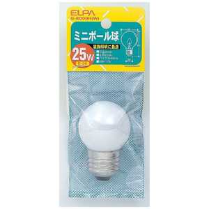 ELPA 電球 ミニボｰル球 ホワイト[E26/白色/1個/ボｰル電球形] G-8009H-W