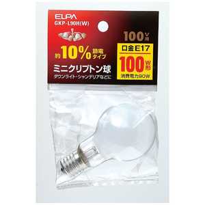 ELPA 電球 ミニクリプトン球 ホワイト[E17/白色/1個/一般電球形] GKP-L90H-W