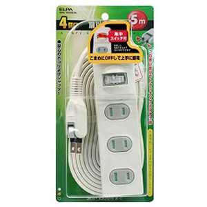 ELPA 火災予防安全タップ(2P・4個口・5m) WBS-T4050B(W) ELPA 火災予防安全タップ(2P・4個口・5m) WBS-T4050B(W)