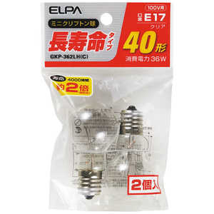 ELPA チョウジュミョウミニクリプトン球 GKP362LHC ELPA チョウジュミョウミニクリプトン球 GKP362LHC