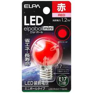 ELPA LED装飾電球 ミニボｰル電球形 LEDエルパボｰルmini レッド [E17/赤色/ボｰル電球形] LDG1R-G-E17-G244