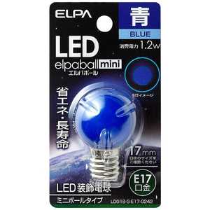 ELPA LED装飾電球 ミニボｰル電球形 LEDエルパボｰルmini ブルｰ [E17/青色/ボｰル電球形] LDG1B-G-E17-G242