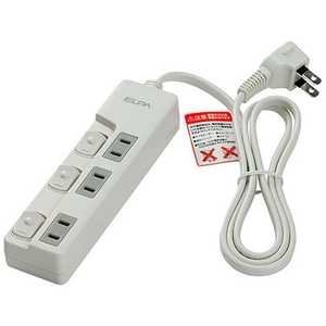 ELPA スイッチ付タップ ランプレス (2P・3個口・1.0m) WLS-U31EB(W) ELPA スイッチ付タップ ランプレス (2P・3個口・1.0m) WLS-U31EB(W)