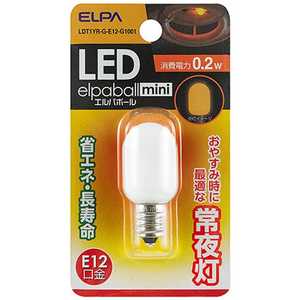 ELPA LED常夜灯 LEDエルパボｰルmini ホワイト [E12/ナツメ球形] LDT1YR-G-E12-G1001