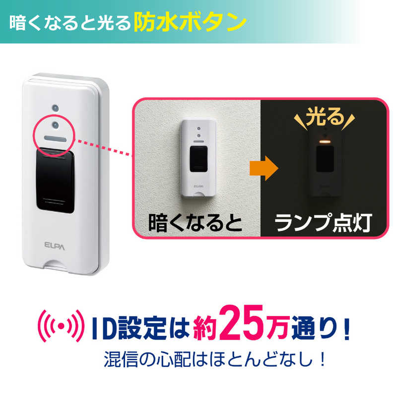 ELPA ELPA [ワイヤレスチャイム]受信器+押ボタン送信器セット EWS-S5030 EWS-S5030