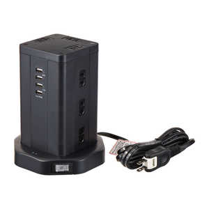 ELPA タワー型タップ12個口 4USBポート タワー型タイプ WBS-TW1204USB(BK) ELPA タワー型タップ12個口 4USBポート タワー型タイプ WBS-TW1204USB(BK)