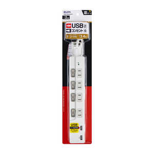 ELPA 耐雷USBコード付きタップ WBK-4232SUA-W ELPA 耐雷USBコード付きタップ WBK-4232SUA-W
