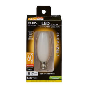 ELPA フィラメントLED電球シャンデリアW ホワイト LDC6L-G-E17-F336 ELPA フィラメントLED電球シャンデリアW ホワイト LDC6L-G-E17-F336