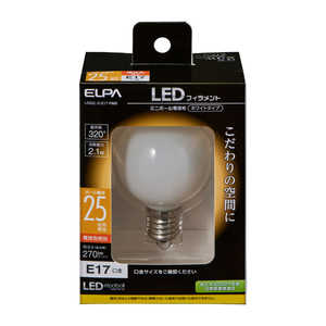 ELPA フィラメントLED電球ミニボールW LDG2L-G-E17-F600 ELPA フィラメントLED電球ミニボールW LDG2L-G-E17-F600
