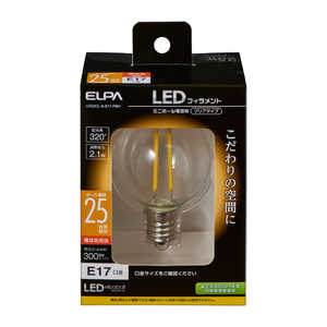 ELPA フィラメントLED電球ミニボールC LDG2CL-G-E17-F601 ELPA フィラメントLED電球ミニボールC LDG2CL-G-E17-F601