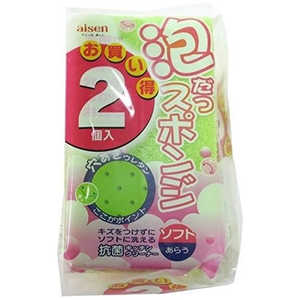アイセン 泡だつスポンジソフト2個 グリーン & イエロー アイセン 泡だつスポンジソフト2個 グリーン & イエロー
