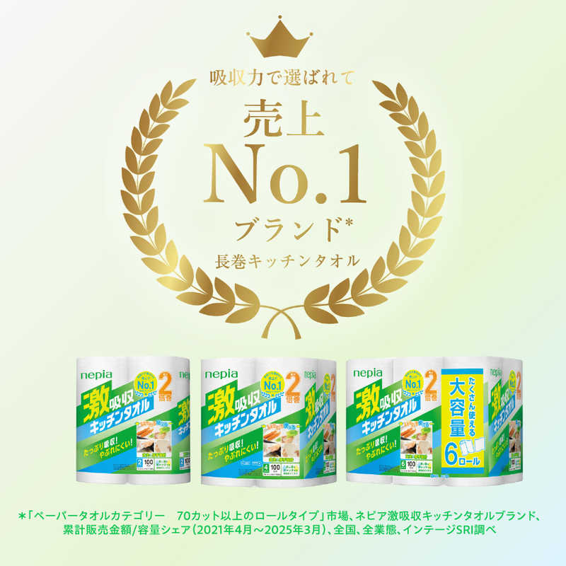 ネピア nepia ネピア nepia nepia(ネピア) 激吸収キッチンタオル 2ロール 100カット  
