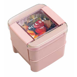 岩崎工業 お弁当箱 イージーケアランチスクエア2段 680ml ピンク B1490