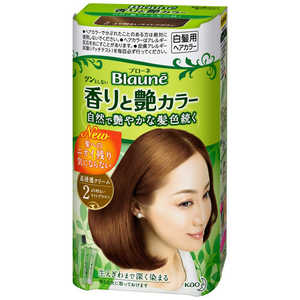 花王 Blaune(ブローネ) 香りと艶カラー 濃厚クリーム 早染めタイプ 2 より明るいライトブラウン 1剤40g+2剤40g 