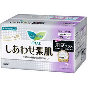 花王 Laurier(ロリエ) しあわせ素肌 消臭プラス 特に多い昼用 25cm 羽つき 15個入 花王 Laurier(ロリエ) しあわせ素肌 消臭プラス 特に多い昼用 25cm 羽つき 15個入