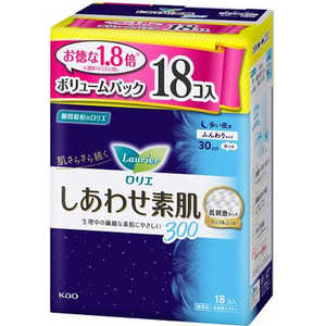花王 Laurier(ロリエ) しあわせ素肌 ボリュームパック 多い夜用 30cm 羽つき 無香料 18個 花王 Laurier(ロリエ) しあわせ素肌 ボリュームパック 多い夜用 30cm 羽つき 無香料 18個