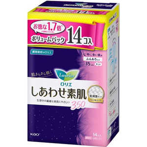 花王 Laurier(ロリエ) しあわせ素肌 ボリュームパック 特に多い夜用 35cm 羽つき 無香料 14個 花王 Laurier(ロリエ) しあわせ素肌 ボリュームパック 特に多い夜用 35cm 羽つき 無香料 14個