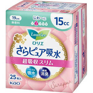 花王 Laurier(ロリエ)さらピュア吸水 超吸収スリム 15cc 19cm 無香料 25枚 花王 Laurier(ロリエ)さらピュア吸水 超吸収スリム 15cc 19cm 無香料 25枚