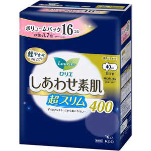 花王 ロリエ しあわせ素肌 ボリュームパック 超スリム 特に多い夜用40cm 羽つき 16個 花王 ロリエ しあわせ素肌 ボリュームパック 超スリム 特に多い夜用40cm 羽つき 16個