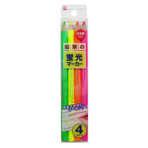 クツワ 鉛筆の蛍光マーカー4色セット PA001
