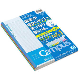 コクヨ キャンパスノート B5 ドット入り理系線 6mm 30枚 5色パック ノ-F3CBKX5 コクヨ キャンパスノート B5 ドット入り理系線 6mm 30枚 5色パック ノ-F3CBKX5
