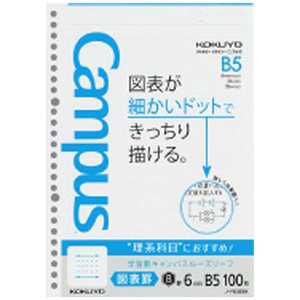 コクヨ [ルーズリーフ] 学習罫 キャンパスルーズリーフ 図表罫 (6mm罫 B5 100枚) ノ-F836BK