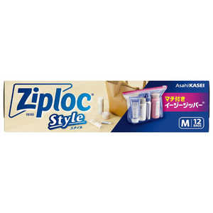 旭化成ホームプロダクツ Ziploc Style(ジップロック スタイル)マチ付きイージージッパー Mサイズ 12枚 