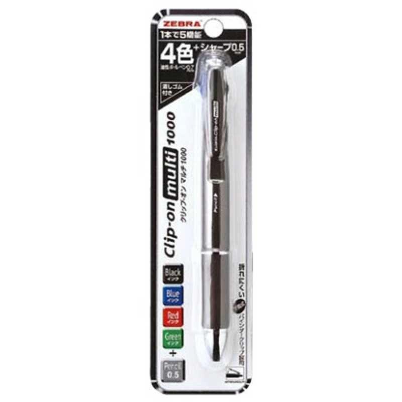 ゼブラ ゼブラ [多機能ペン]クリップ-オン マルチ1000黒(インキ色:黒･青･赤･緑+シャープ0.5mm) P-B4SA2-BK P-B4SA2-BK