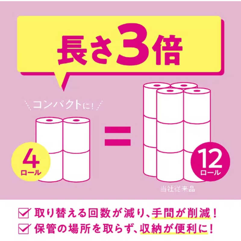 日本製紙クレシア 日本製紙クレシア スコッティフラワーパック 3倍長持ち 4ロール ダブル 無香料  