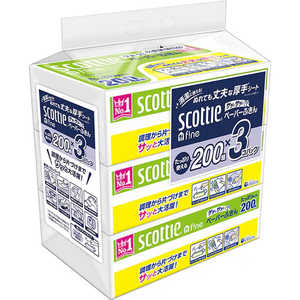 日本製紙クレシア scottie(スコッティ)ファイン ペーパーふきん サッとサッと 200組×3個パック 