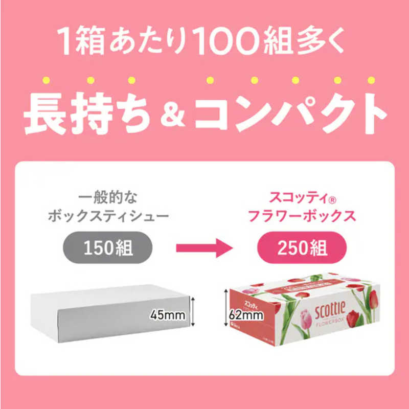 日本製紙クレシア 日本製紙クレシア スコッティ ティシュー フラワーボックス 250組 3箱パック  