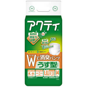 日本製紙クレシア アクティ Wで消臭パンツ うす型タイプ L-LL 14枚 ACWデショウシュウウスL_LL