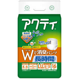 日本製紙クレシア アクティ Wで消臭パンツ 長時間タイプ L-LL 16枚 ACWデショウシュウウスチョウL_LL