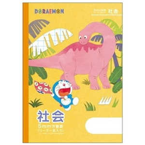 ショウワノート ドラえもん学習帳 MKL-5Y.5mm方眼＋字 社会/イエロー 