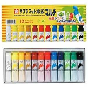 サクラクレパス ［マット水彩マルチ］ マット水彩マルチ12色(12ml)ポリチューブ入り MWM12PE