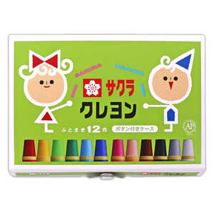 サクラクレパス クレヨン太巻12色 (ボタン付ケース) BLY12