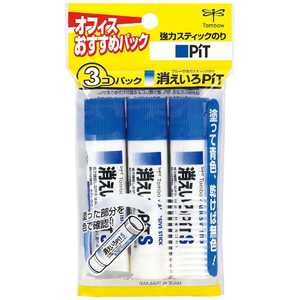 トンボ鉛筆 [スティックのり]消えいろピットS 3Pパック HCA-314