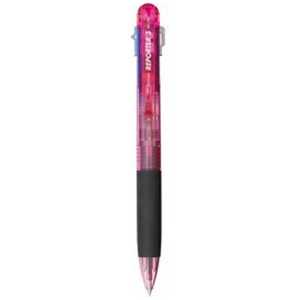 トンボ鉛筆 [油性ボールペン]リポーター3 3色ボールペン 透明ピンク BC-TRC80 (ボール径:0.7mm・インク色:黒・赤・青)
